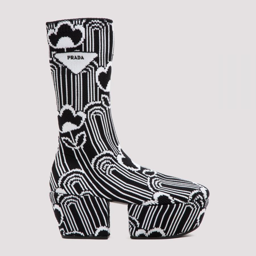 Prada Jacquard Boots in Black | Lyst
