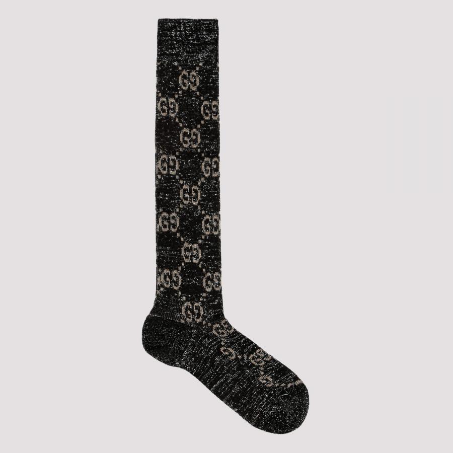 Gucci Cotton Black Gg Lurex Socks Lyst