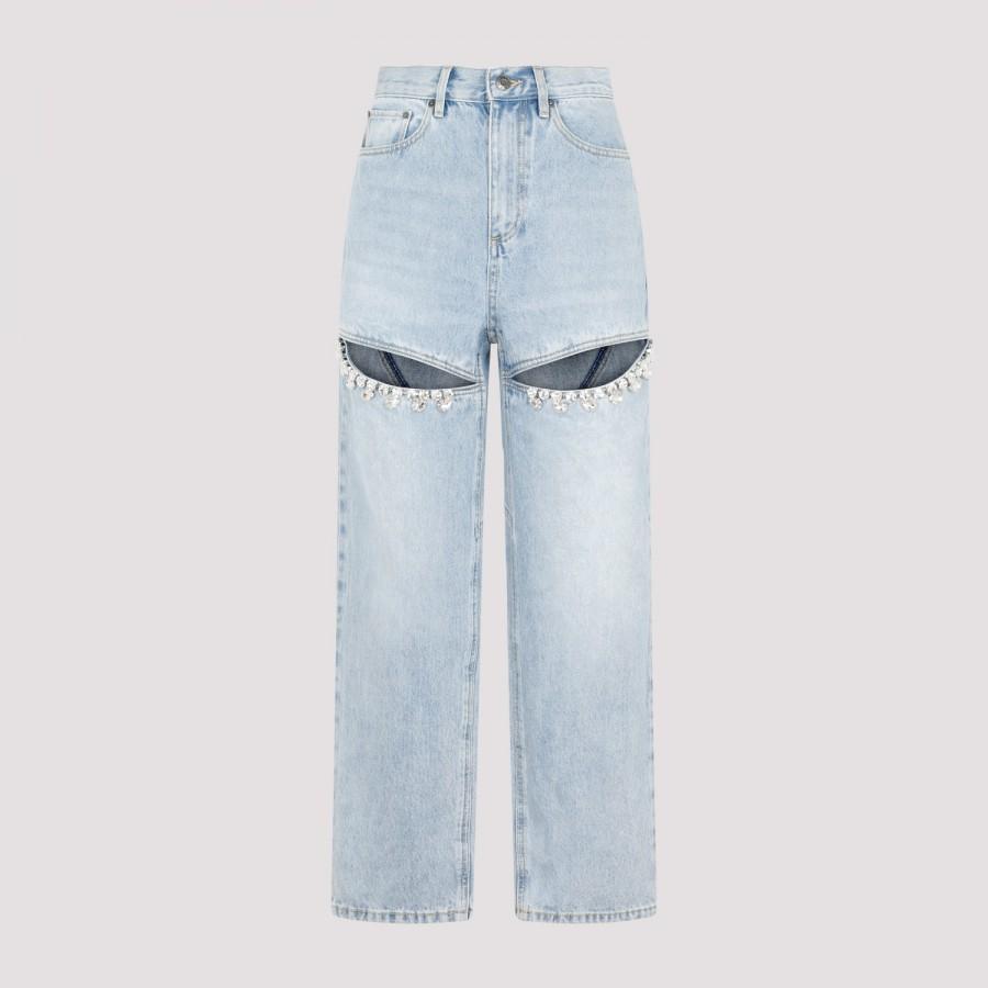 Area Nyc Cut-out-detail Straight-leg Jeans in Blue | Lyst