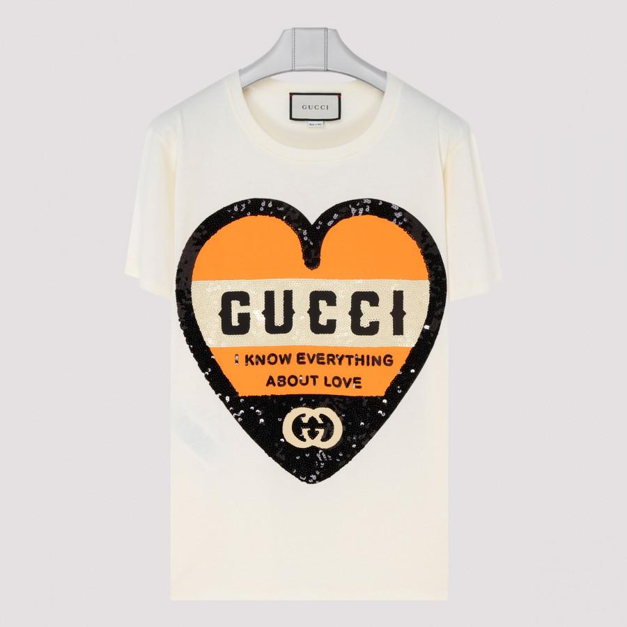 Gucci Love Print Ivory T-shirt in White | Lyst