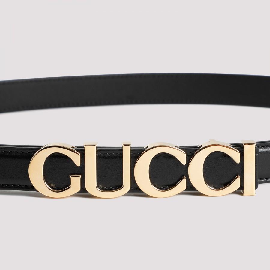 Gucci Belt Men's Gold Double G Buckle Black Leather 397660 4cm (GGB1001)