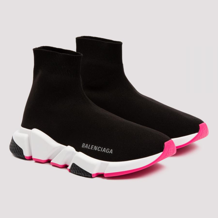 Balenciaga Speed Black And Fuchsia Sneakers - Lyst