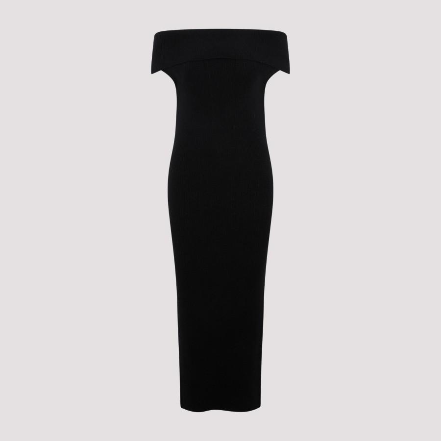 Totême Offshoulder Rib Knit Dress in Black Lyst