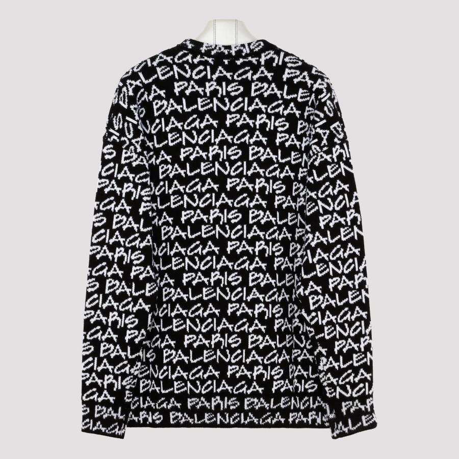 Balenciaga Cotton Paris Crewneck Sweater in Black for Men - Lyst