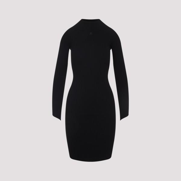 VIP価格★【Courreges】Circle Rib Black Viscose Mini Dress 125JRO537JS01079999_11.jpg