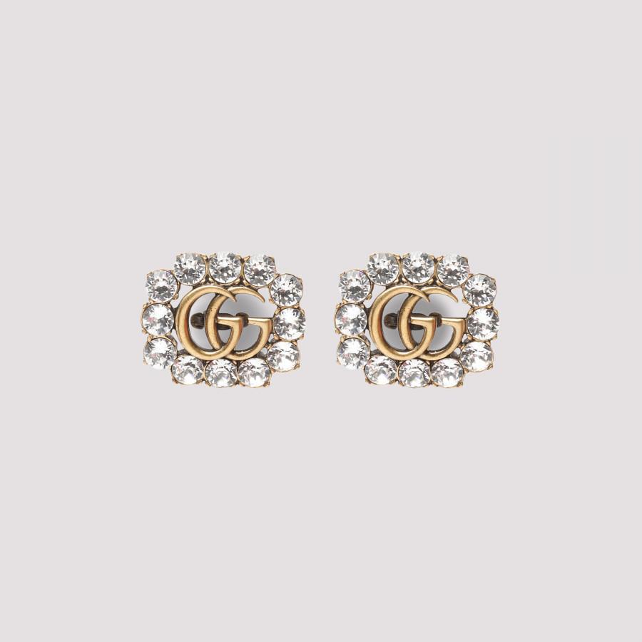 Gucci Crystal Double G Earrings in Metallic | Lyst