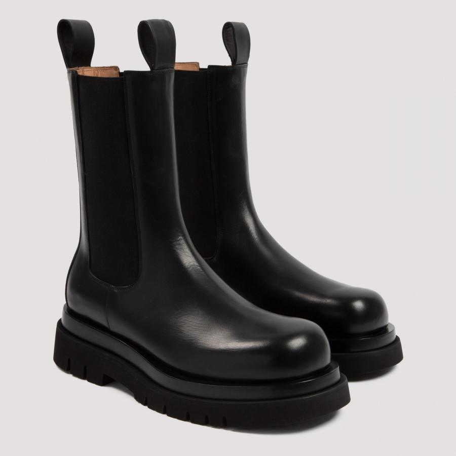Bottega Veneta Leather Black Platform Boots for Men - Lyst