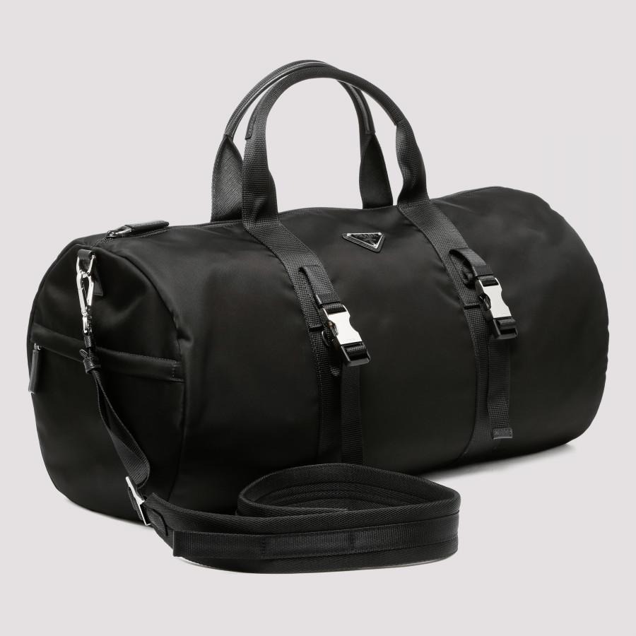 Prada Synthetic Black Nylon And Saffiano Duffle Bag for Men - Lyst