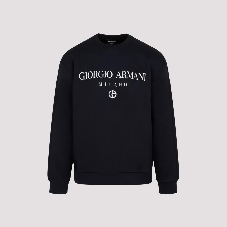 Giorgio Armani Modal Logo Sweatshirt in Blue for Men | Lyst