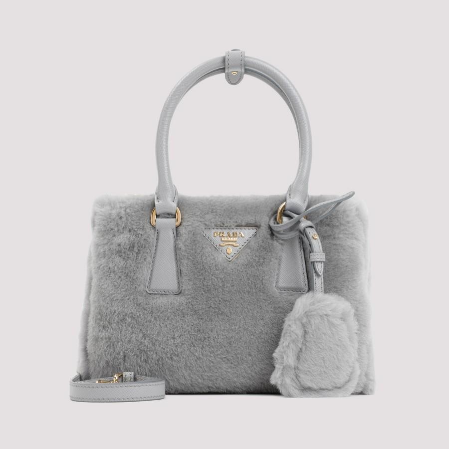 Prada Galleria Mutton Fur Mini Bag in Gray Lyst