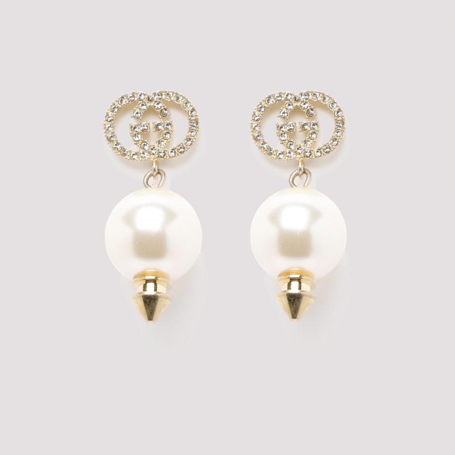 Gucci Interlocking G Earrings With Pearl in Metallic | Lyst