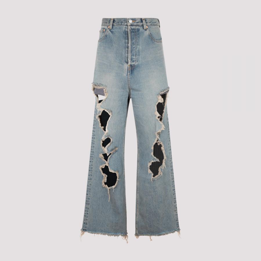 サイズ Balenciaga - BALENCIAGA destroyed baggy denim jeansの通販