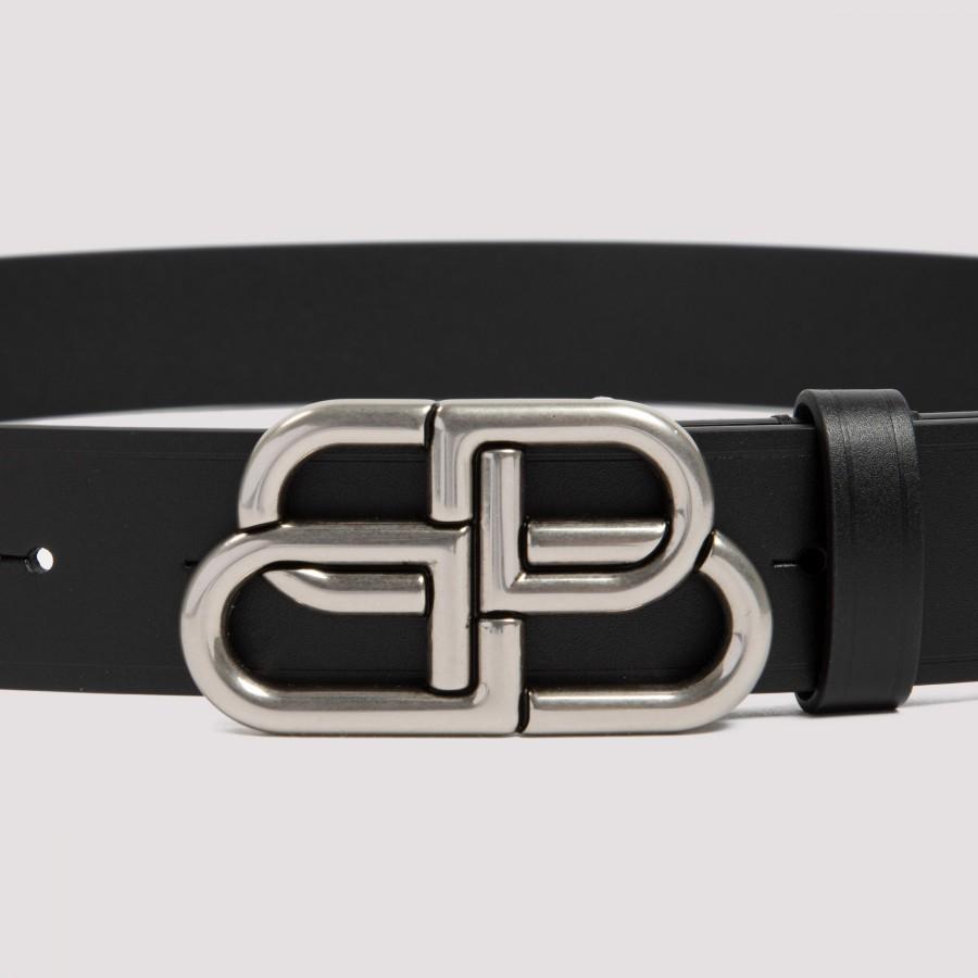 Balenciaga Blenciaga Leather Large Bb Belt in Black for Men | Lyst