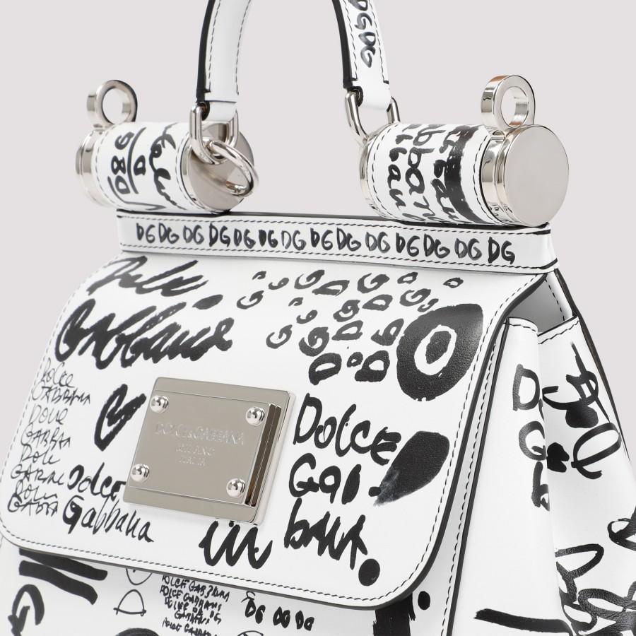 Dolce & Gabbana Dolce And Gabbana Pink Small Graffiti Miss Sicily Bag In  White