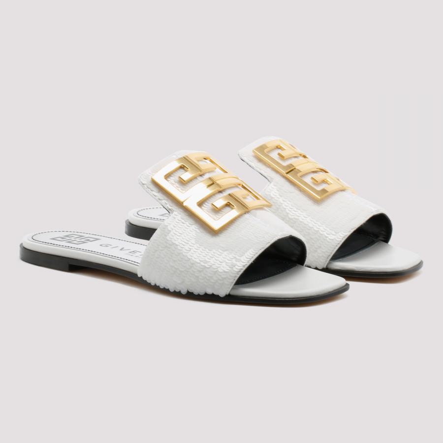 Givenchy White 4g Flat Sandals | Lyst