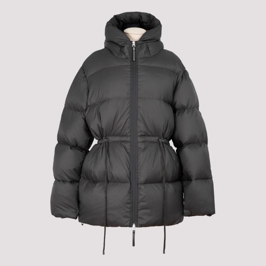 Acne hooded puffer coat dark grey Clearance