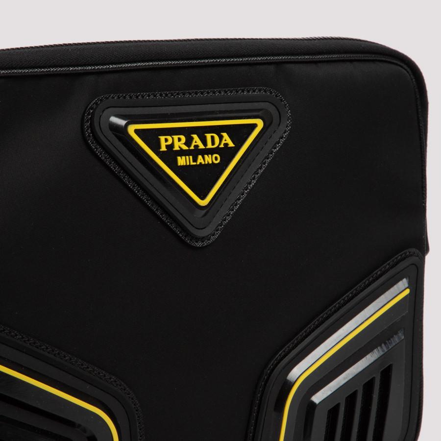 Prada Synthetic Triangle Logo Ipad Bag in Black for Men | Lyst