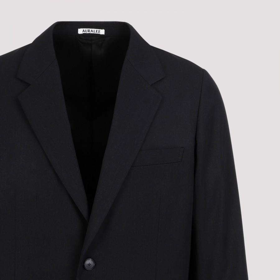 Auralee spread-collar wool jacket - Black