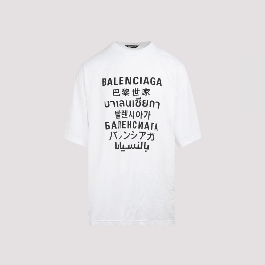 Balenciaga Multi Language Logo Oversized T-shirt S in White for Men | Lyst