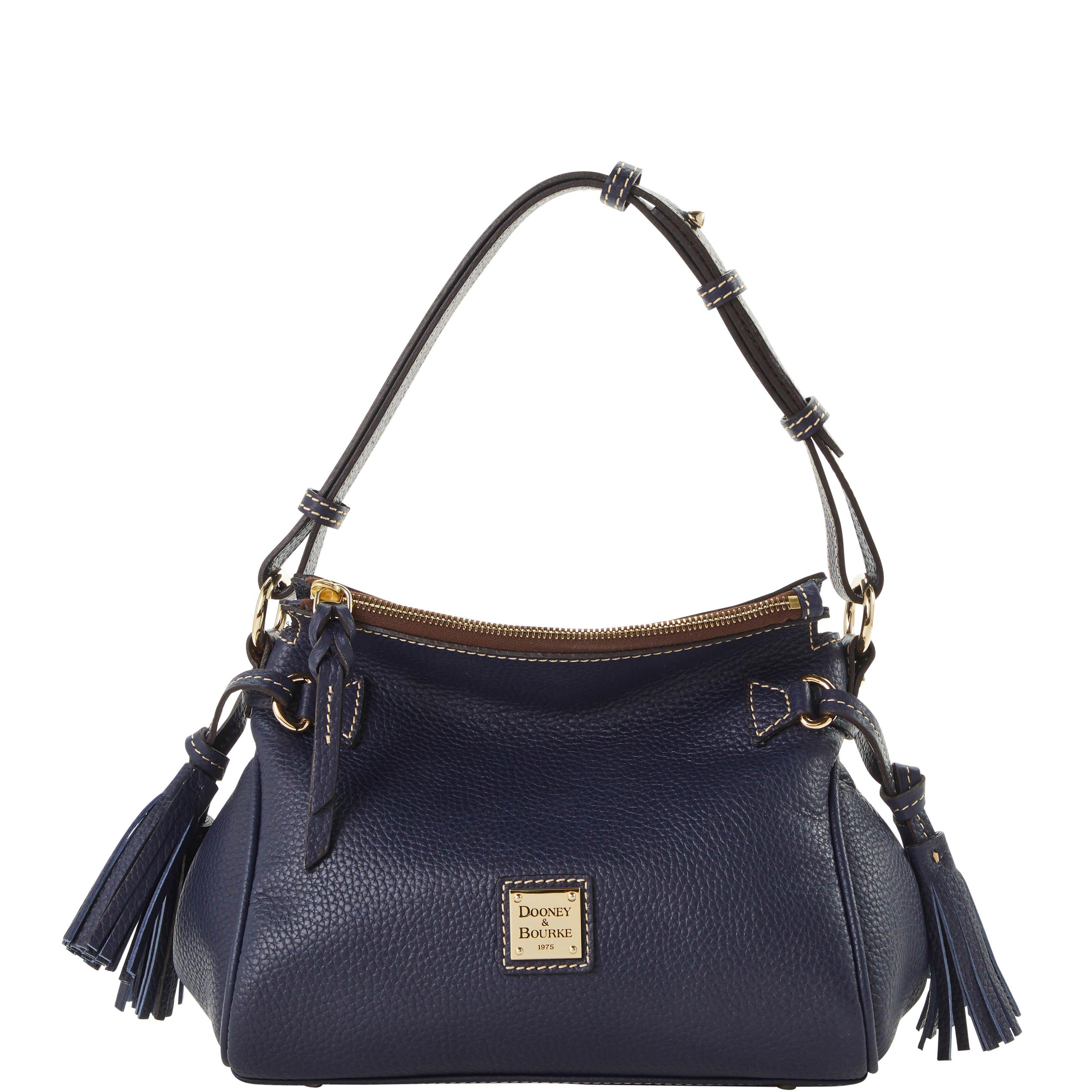 Dooney & Bourke Leather Pebble Grain Tassel Shoulder Bag in Midnight