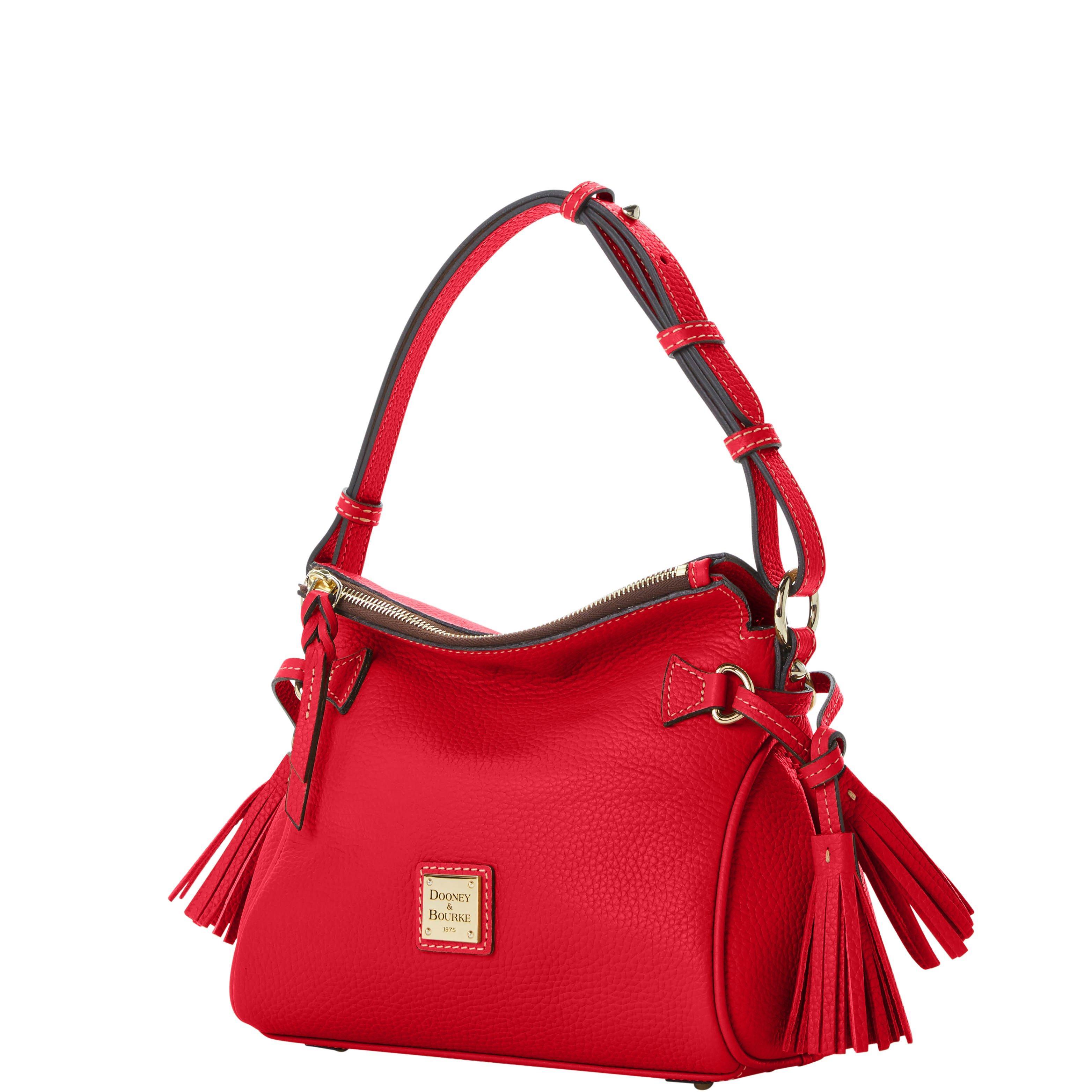 Dooney & Bourke Leather Pebble Grain Tassel Shoulder Bag in Red Save