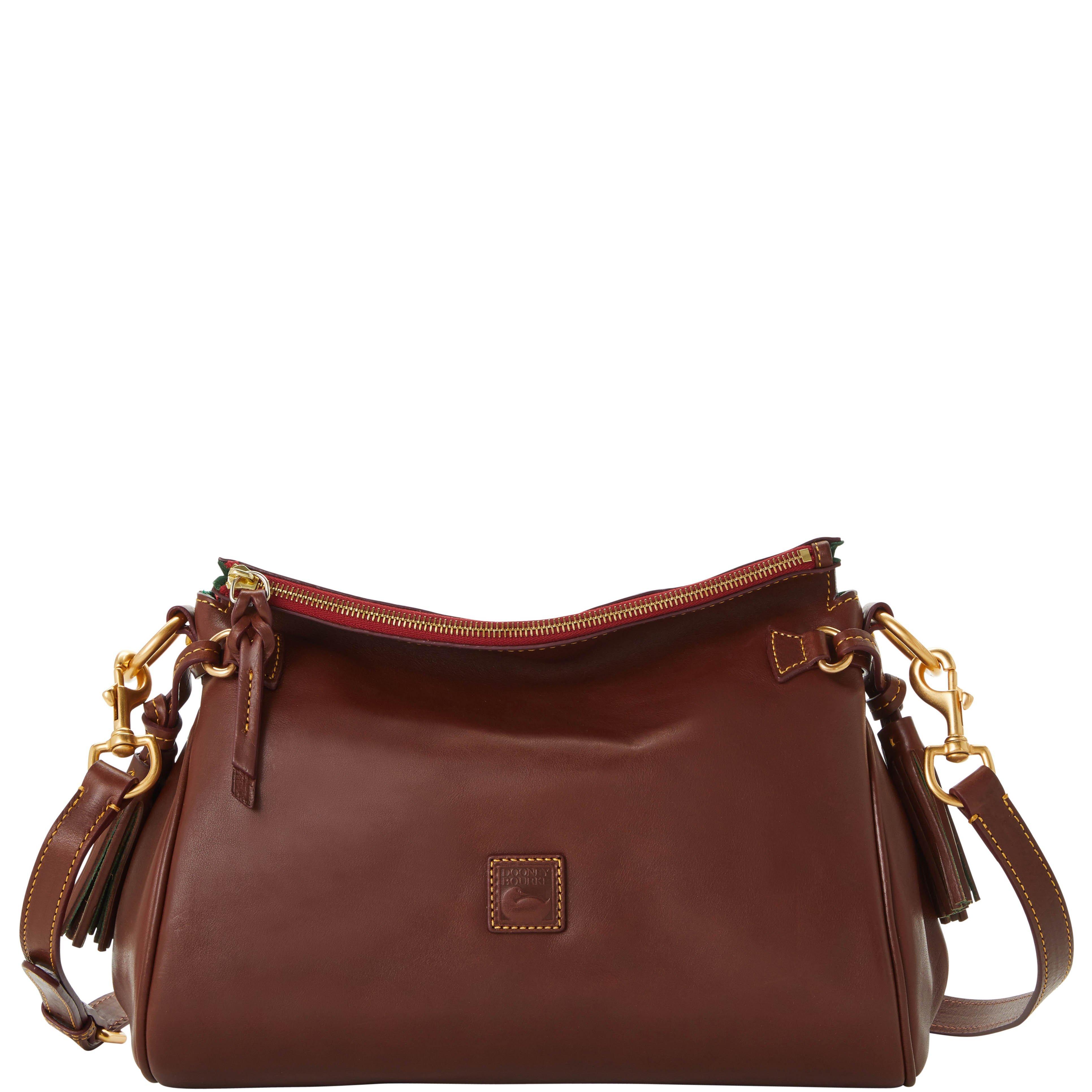 Dooney & Bourke Leather Florentine Medium Zip Crossbody in Chestnut