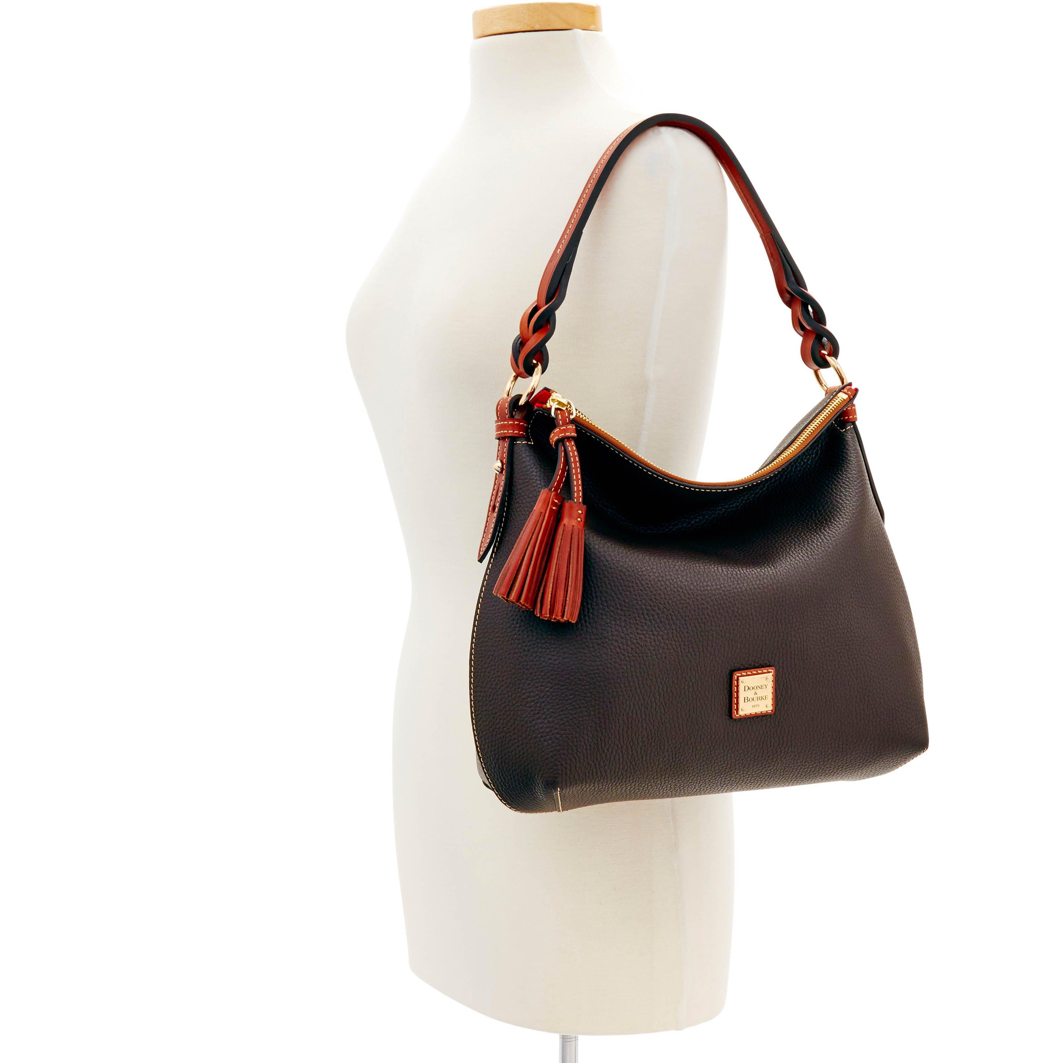 Dooney & Bourke Leather Pebble Grain Twist Strap Hobo in Chocolate
