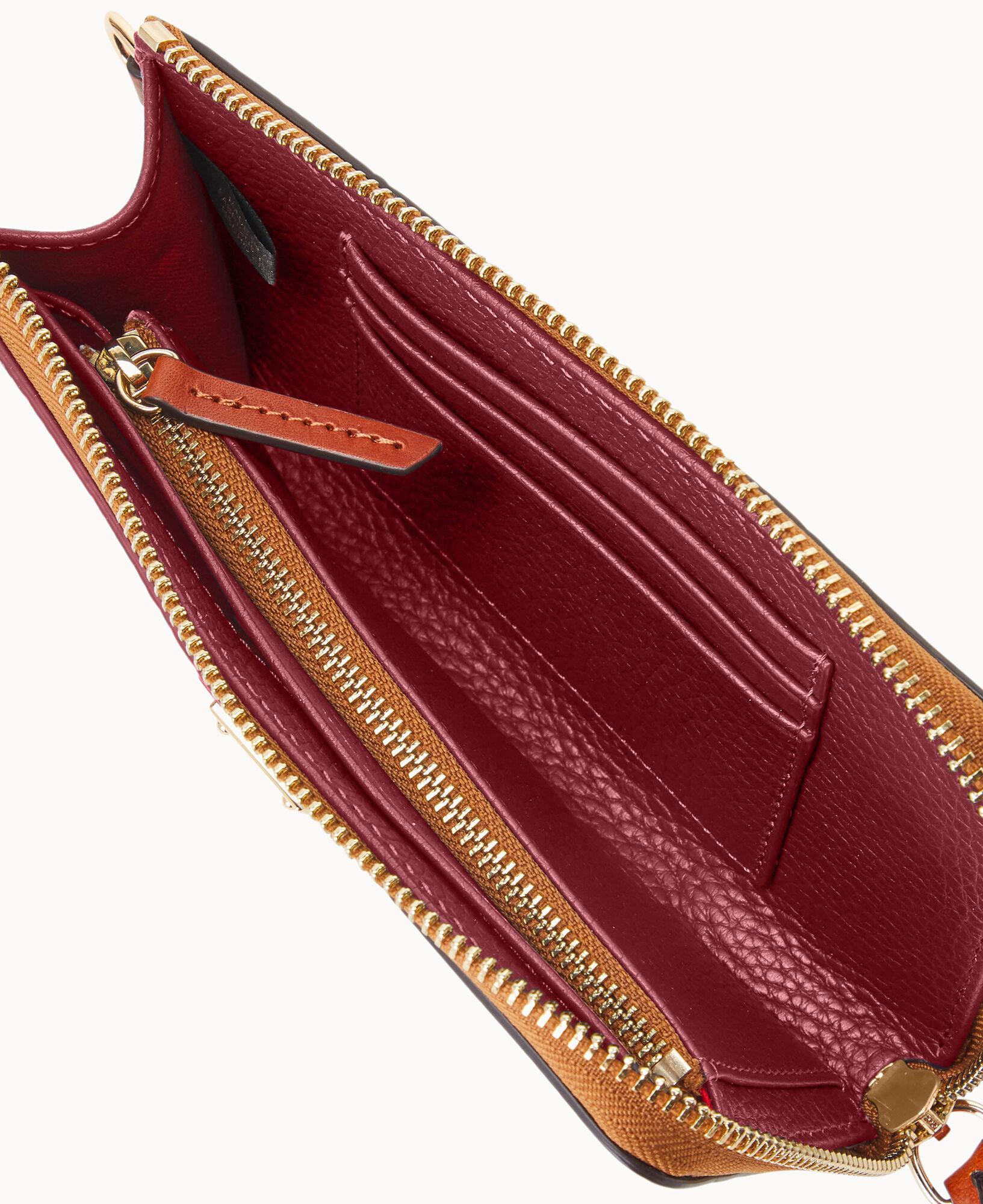 Dooney & Bourke Pebble Leather Large Zip Around Wristlet - Red