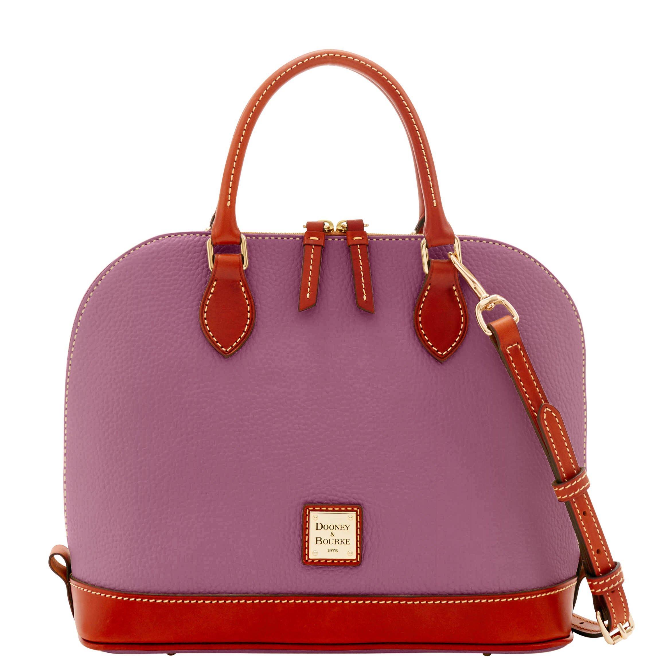 Dooney & Bourke Leather Pebble Grain Zip Zip Satchel in Dark Mauve ...