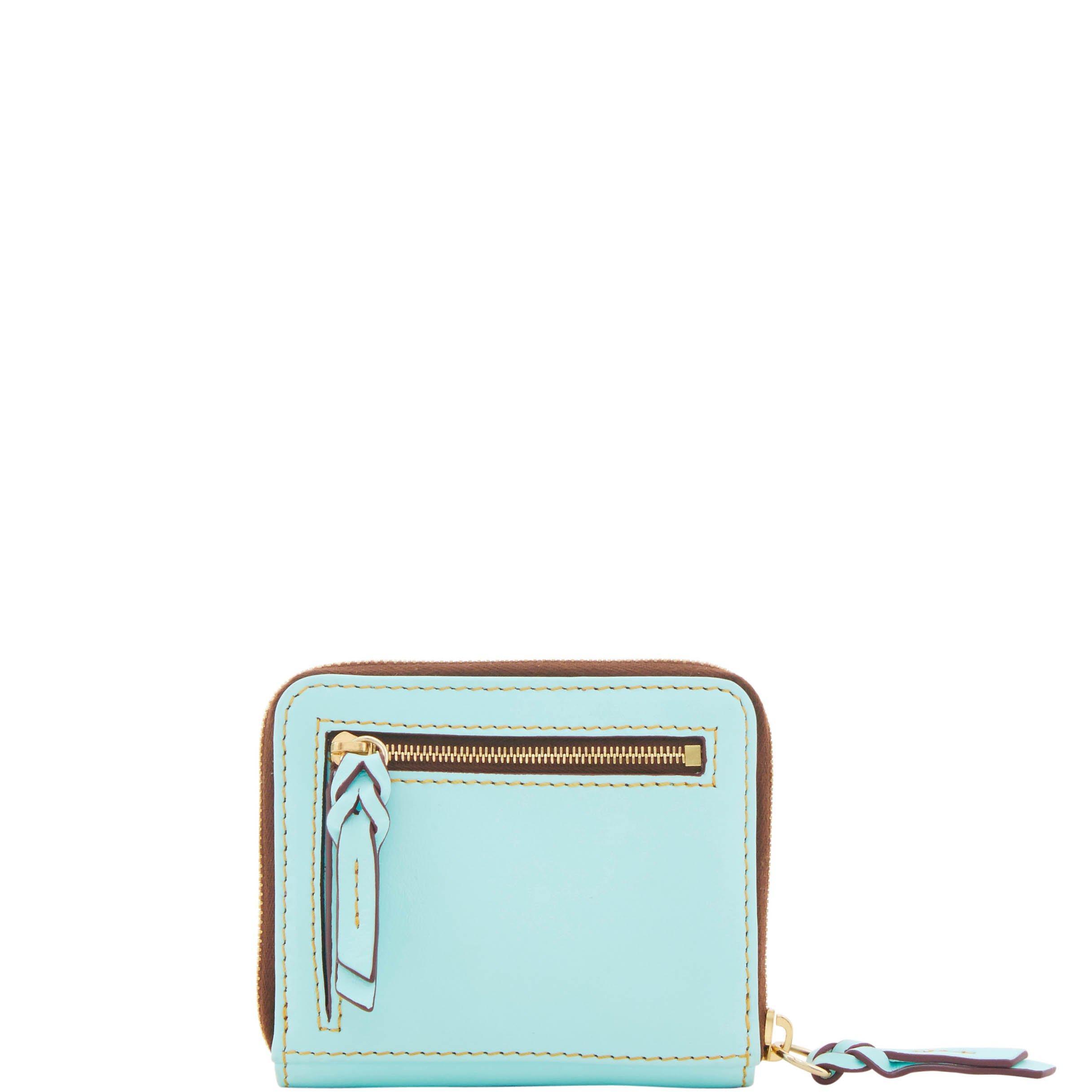 Dooney & Bourke Leather Florentine Small Zip Around Wallet in Pale Blue