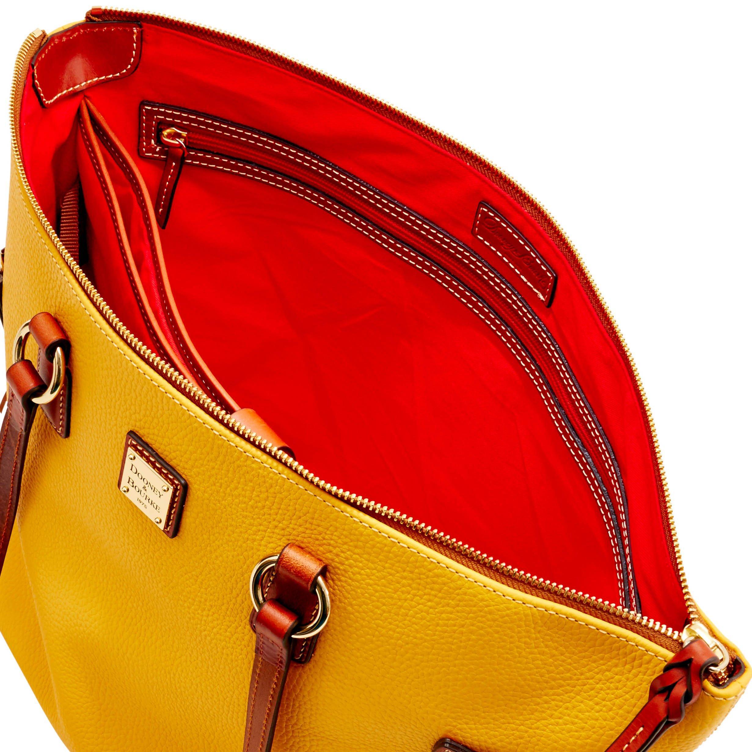 Dooney & Bourke Leather Pebble Grain Tassel Executive Tote in Dandelion