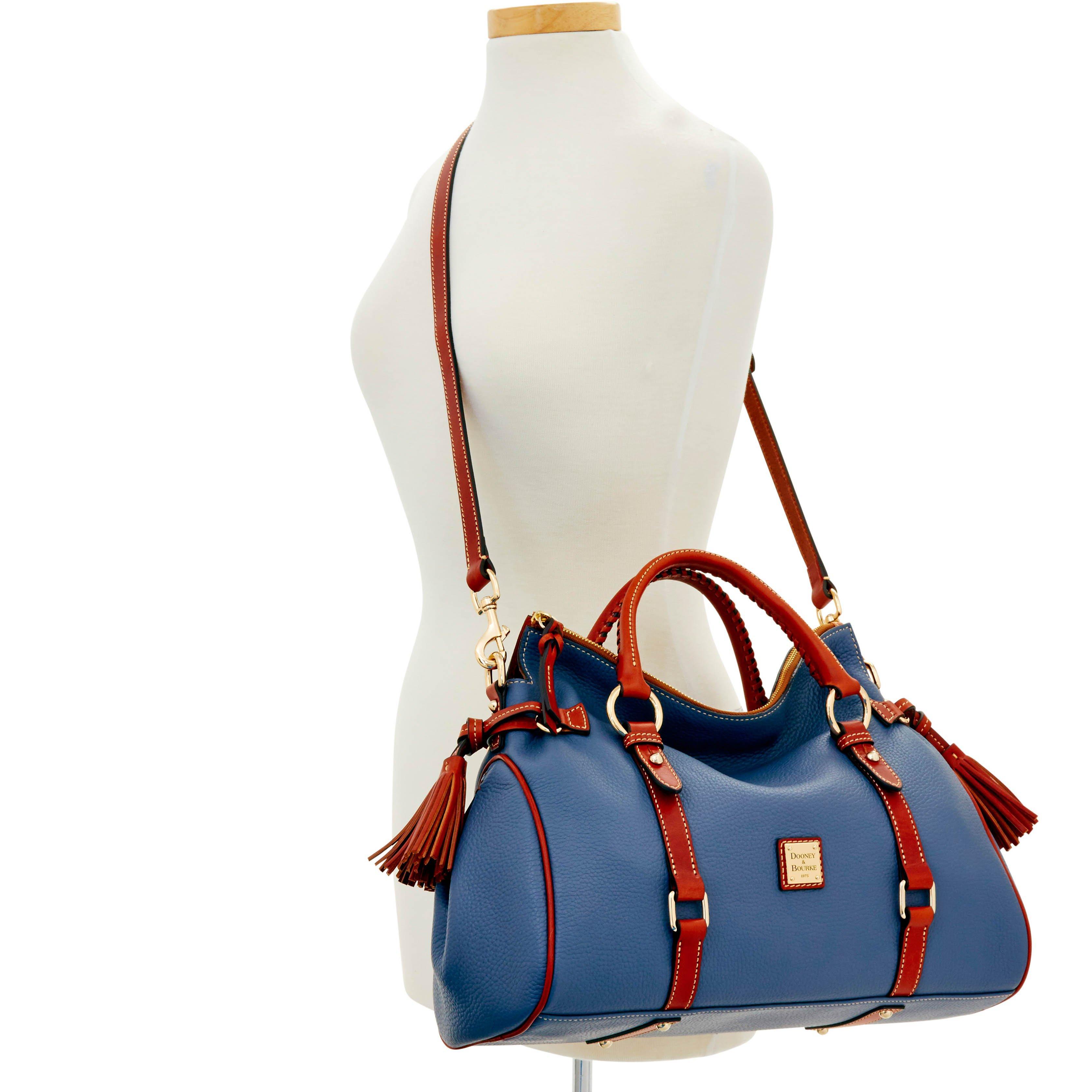 Dooney & Bourke Leather Pebble Grain Medium Satchel in Steel Blue (Blue