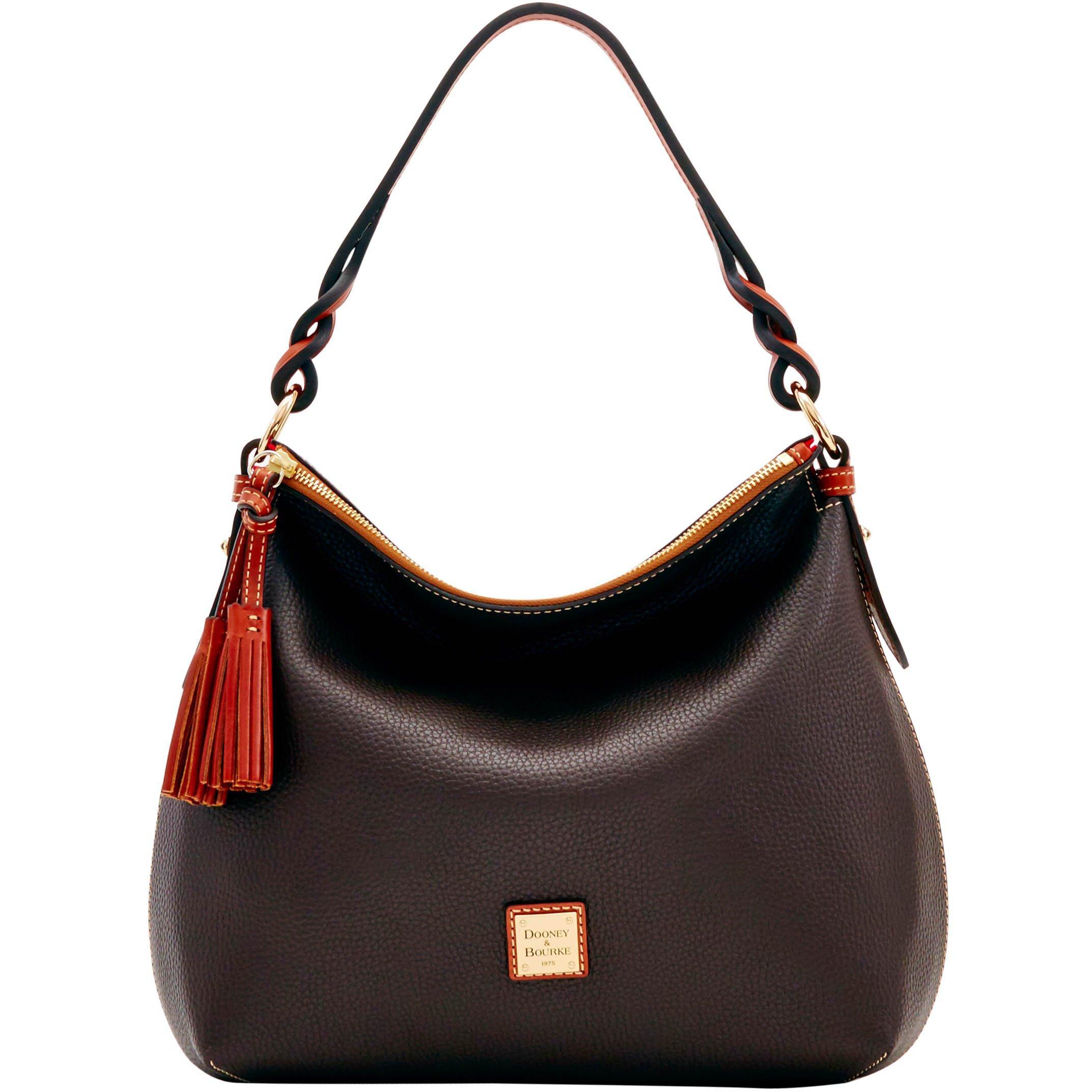 Dooney & Bourke Leather Pebble Grain Twist Strap Hobo in Chocolate