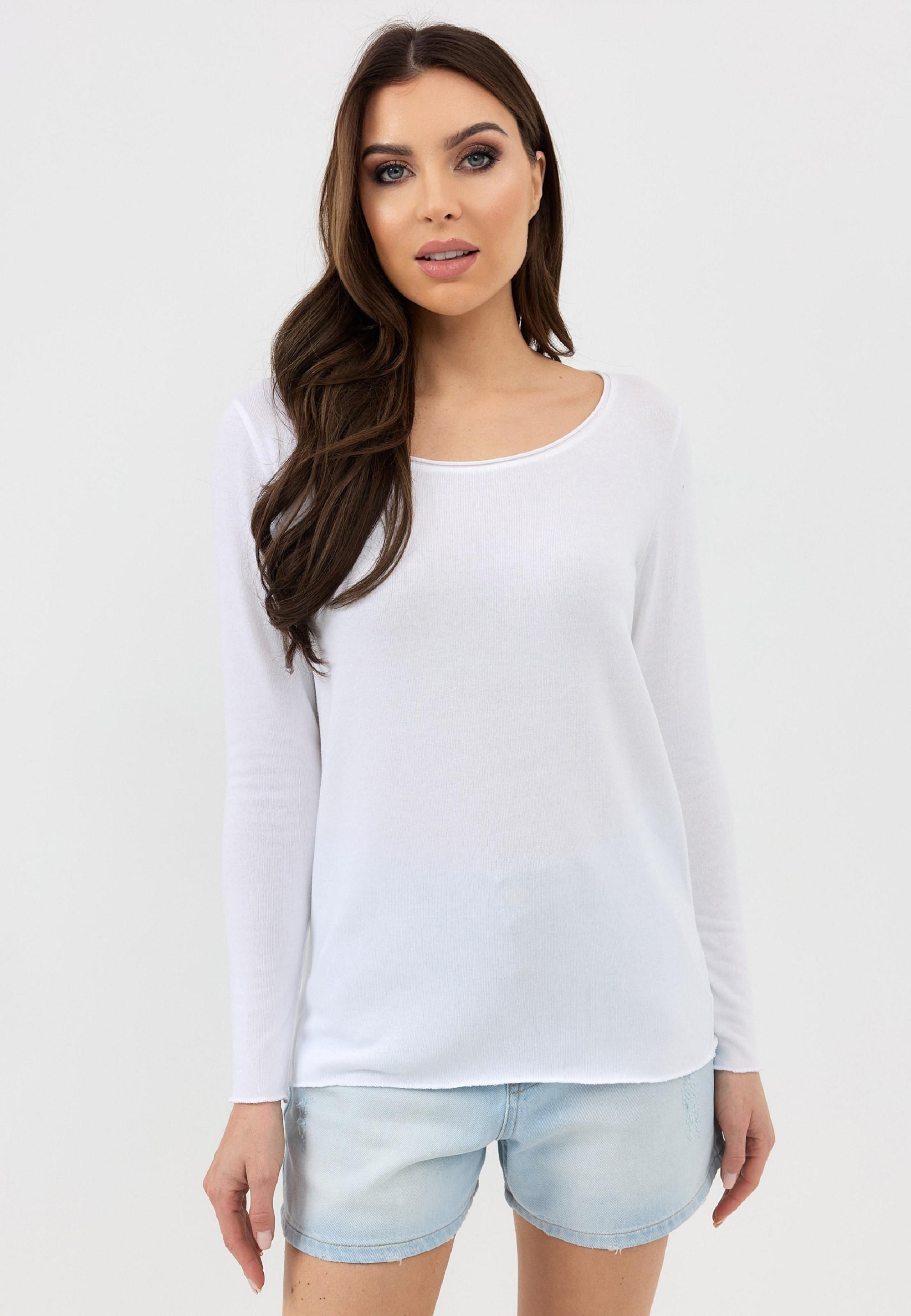 Cotton Candy Langarmshirt "DORO", mit lässiger Rollkante in Weiß | Lyst DE