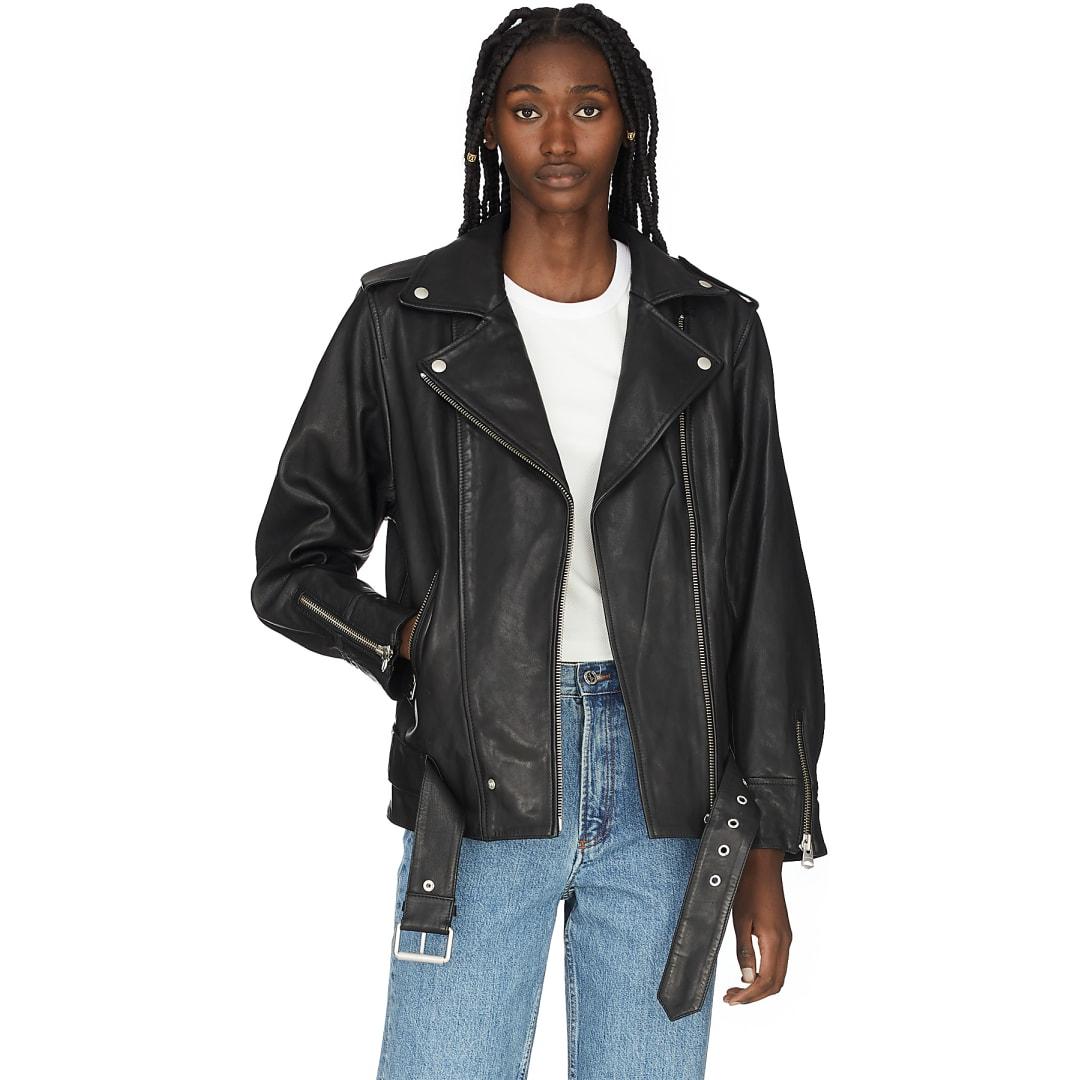 mackage black leather jacket
