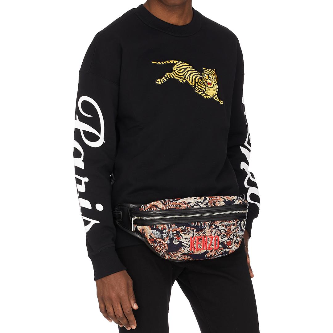 KENZO Cotton Jungle 'flying Tiger' Bumbag in Black - Lyst