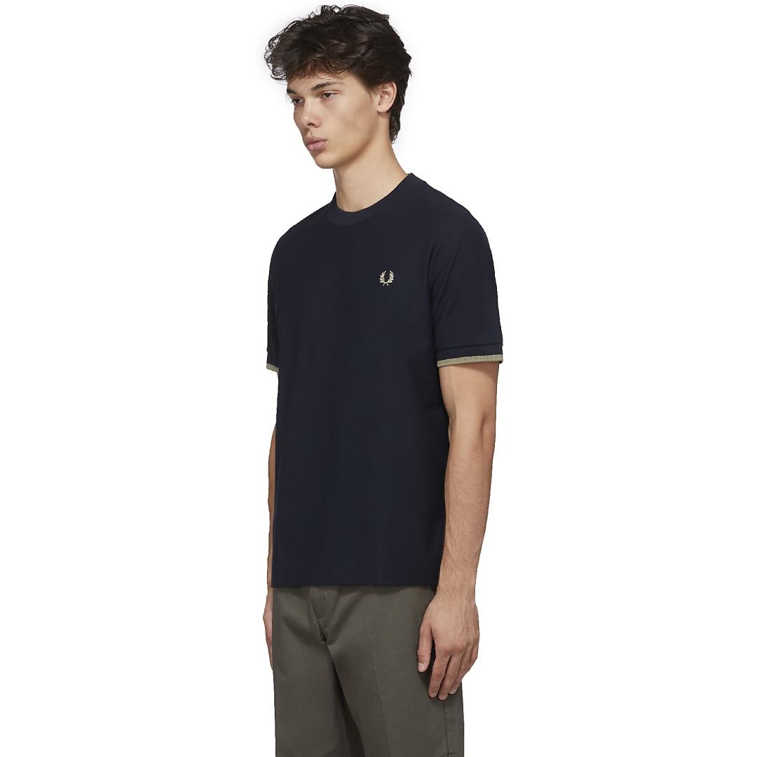 Fred Perry Cotton Tipped Cuff T-shirt in Navy (Blue) for Men | Lyst