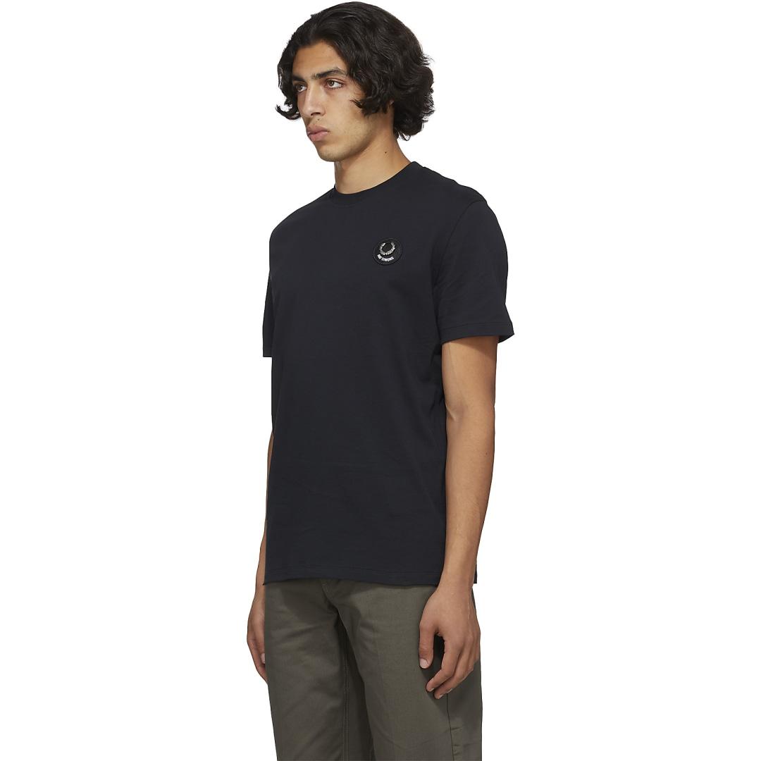 Fred Perry Raf Simons Laurel Wreath Detail T-shirt in Black for Men | Lyst
