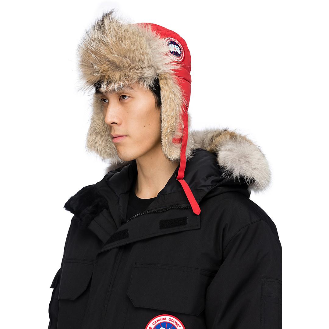 Canada Goose Fur Aviator Hat in Red for Men | Lyst