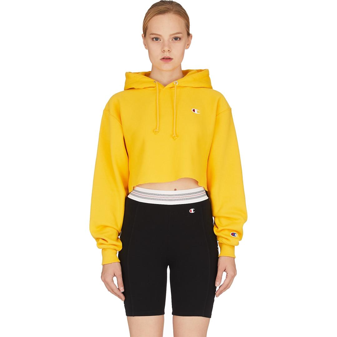 Verbazing ticket Citroen Champion Reverse Weave Cropped Cut Off Hoodie in Yellow | Lyst