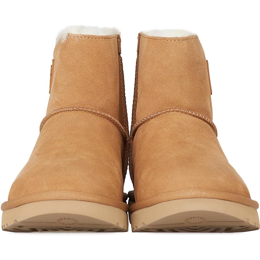UGG Mini Bailey Logo Strap Suede in Brown | Lyst