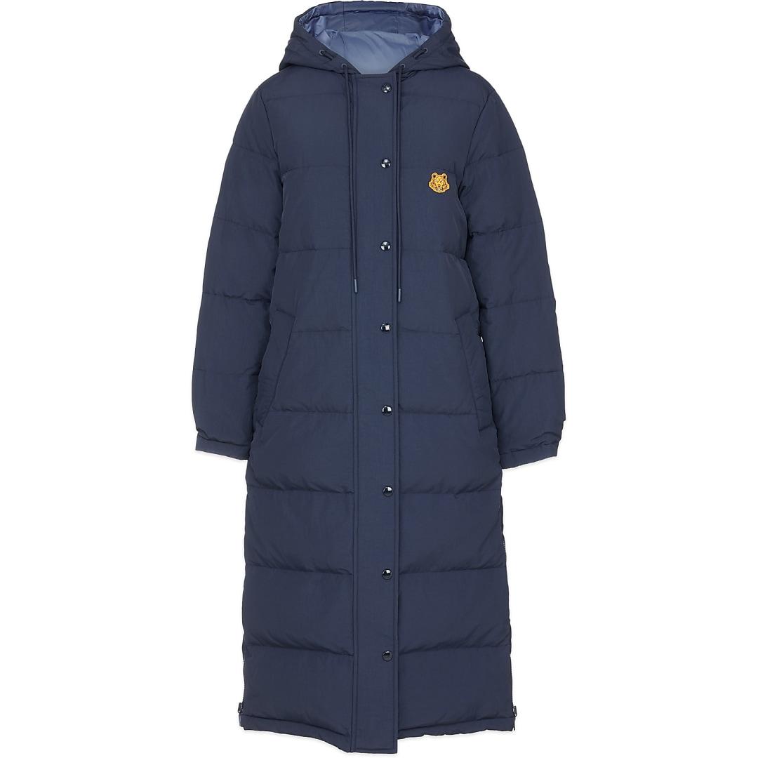 KENZO Synthetic Reversible Long Quilted Coat in Navy Blue (Blue 