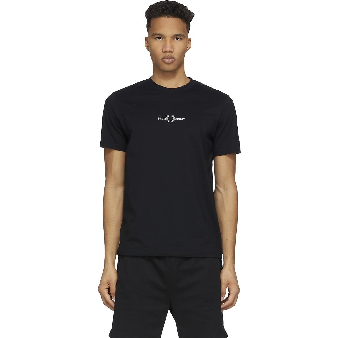 Fred Perry Embroidered T-shirt in Black for Men | Lyst