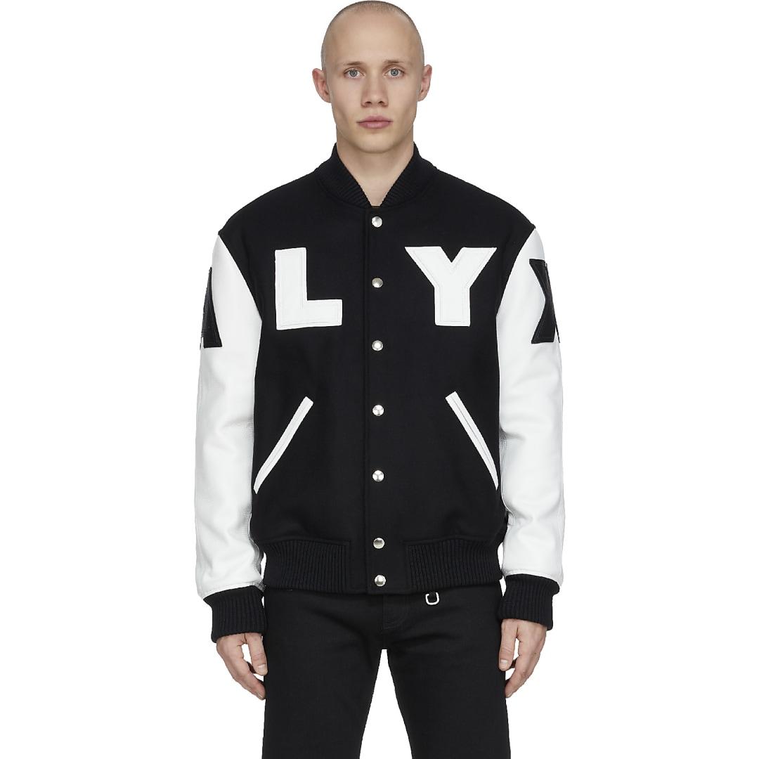 1017 ALYX 9SM Leather Patch Logo Varsity Jacket in Black for Men | Lyst
