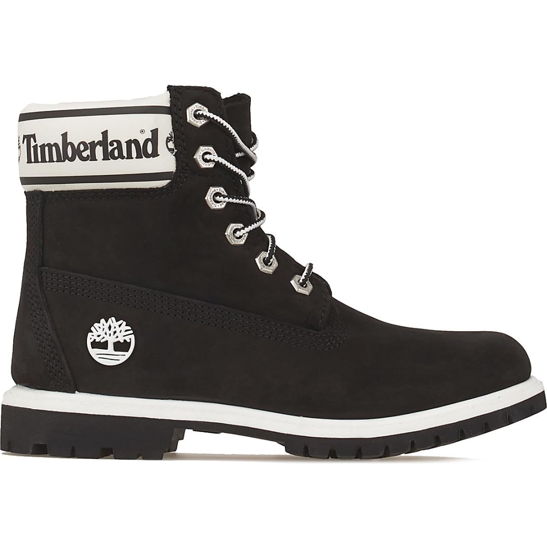 Timberland 6 Inch Logo Collar Womens Black Boots | Lyst