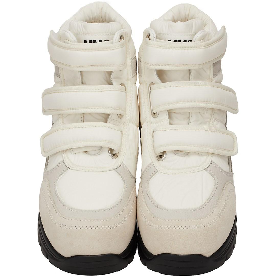 MM6 by Maison Martin Margiela White Velcro High Top Sneakers | Lyst