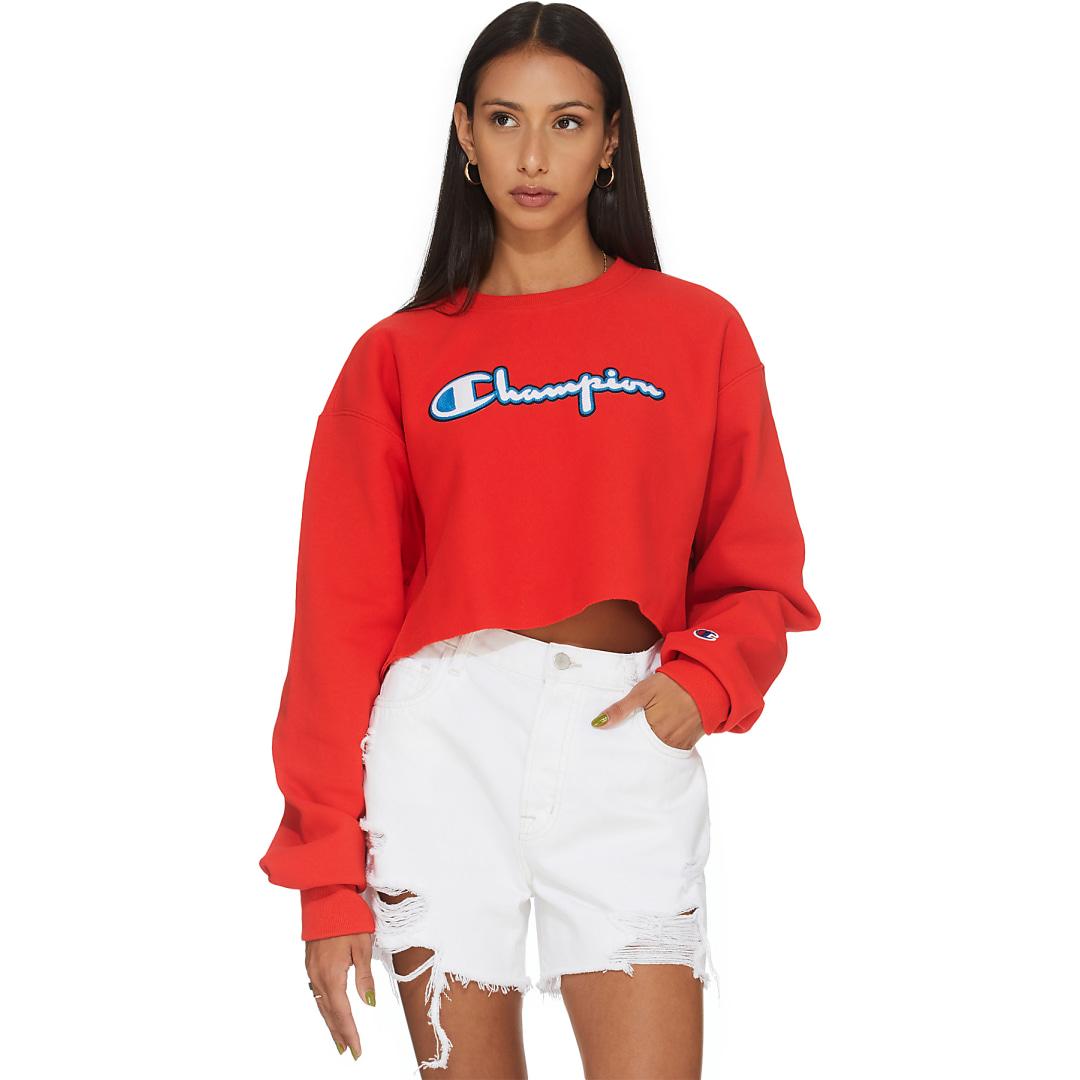 red champion cropped sweatshirt