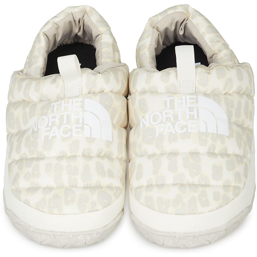 The North Face Synthetic Nuptse Mules in Silver Grey Leopard Print 