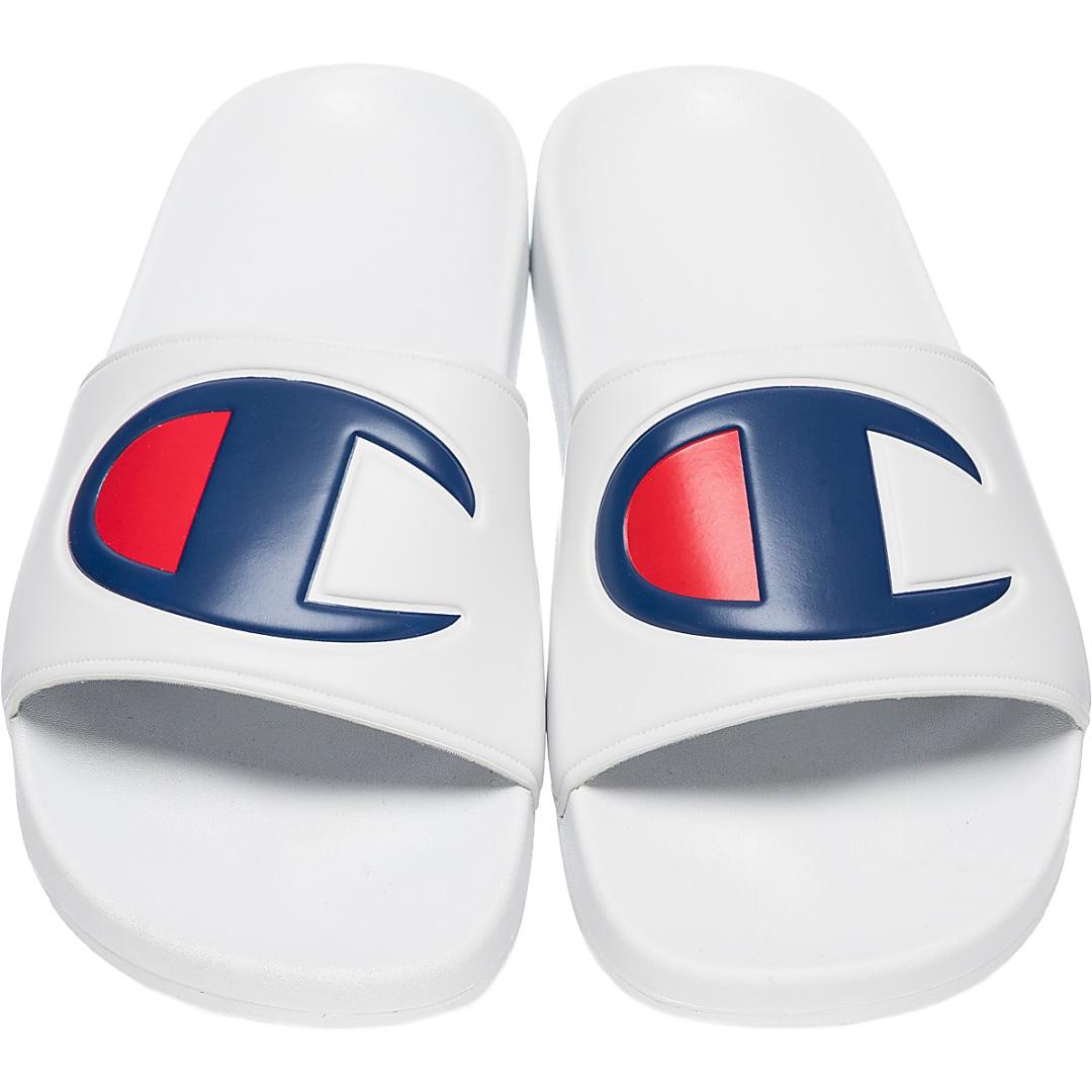 all white champion slides
