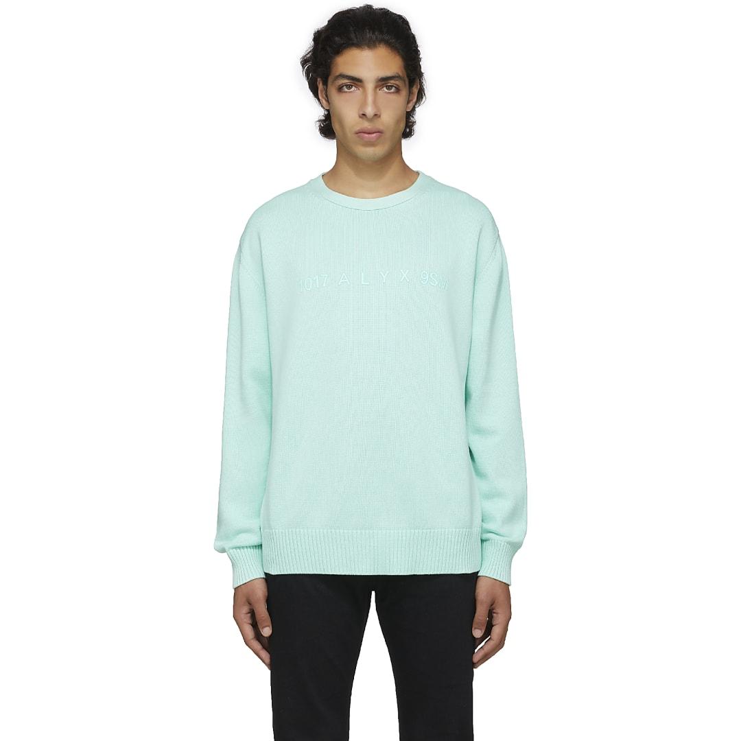1017 ALYX 9SM Treated Logo Crew Knit Sweater in Green for Men | Lyst